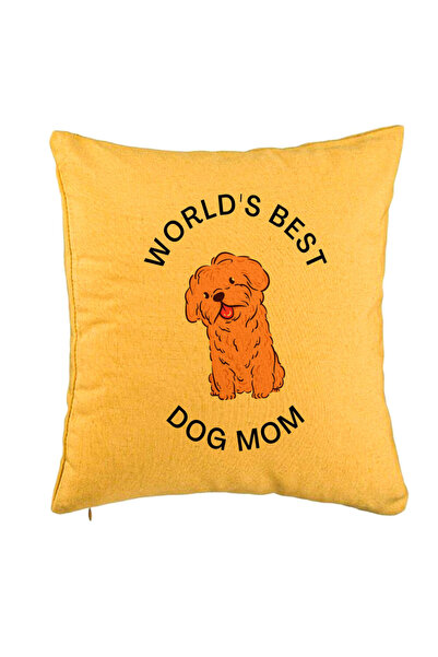 BEKZ Perna Decorativa, Model World's Best Dog Mom, 40x40 cm, Galben, Hus...