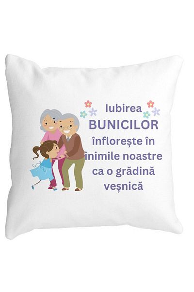 BEKZ Perna Decorativa pentru Bunici 2, 40x40 cm, Alba, Mata, Husa Detasabila, Burduf