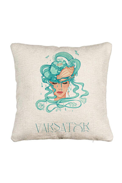 BEKZ Perna Decorativa Canapea, Model Zodia Varsator, 40x40 cm, Cu fermoar