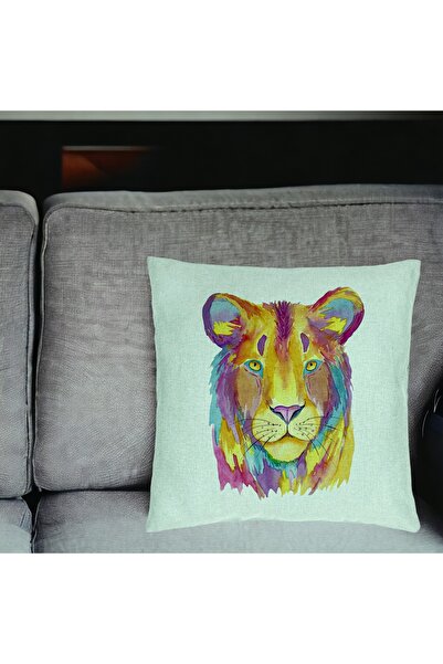 BEKZ Perna Decorativa, Model Colorful Lion, 40x40 cm, Verde Menta, Husa Detas...