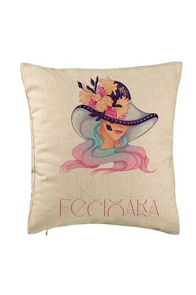 BEKZ Perna Decorativa, Model Zodia Fecioara, 40x40 cm, Bej, Husa Detasabila, Burduf