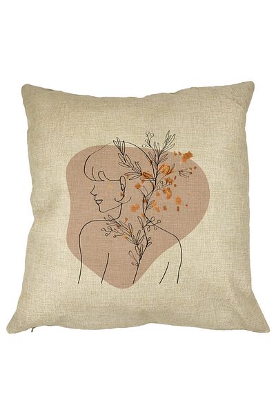 BEKZ Față de pernă cu model de corp și flori pentru femeie, 40x40 cm