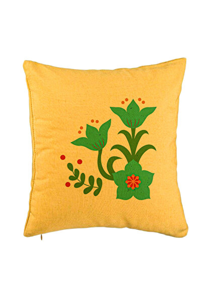 BEKZ Μαξιλαροθήκη, Πράσινο Λουλουδάτο Σχέδιο, 40x40 Εκ., Κίτρινη