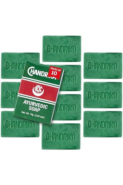 chandrika Ayurvedic Soap with Herbal Oils and Vegetables - 2.65 ounces - Box of 10 pieces