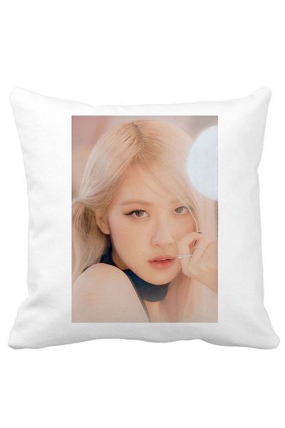 BEKZ BlackPink Rose 4 Decorative Pillow, 40×40 cm, White, Matte, Removable Cover, Bellows