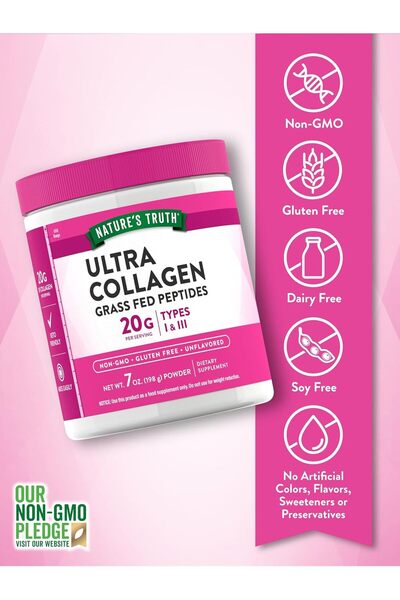 Nature's Truth Unflavored Ultra Collagen Powder Type I & III, Hydrolyzed, 7.0 oz