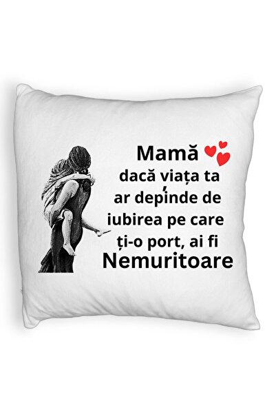 BEKZ Perna Decorativa Fluffy, Model pentru Mama 2, 40x40 cm, Alba, Husa Detas...