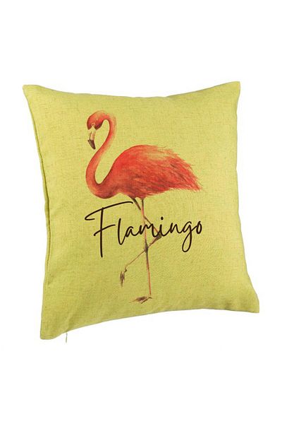 BEKZ Față de pernă, model flamingo, 40x40 cm, verde