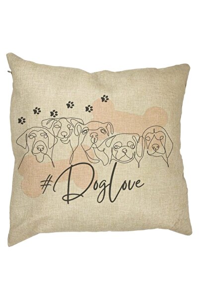 BEKZ Perna Decorativa Patrata Dog Love, 40x40 cm, Husa Detasabila, Burduf