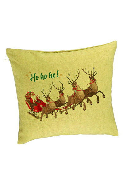 BEKZ Декоративна възглавница Дядо Коледа и неговата шейна с елени, 40x40 см, ...