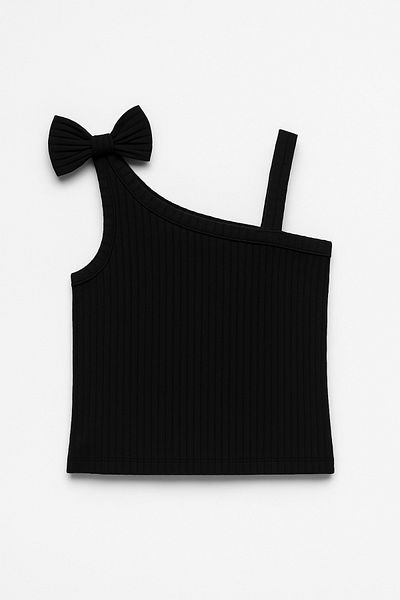 Magu Tricou crop asimetric din bumbac pentru fete - cu un singur umăr