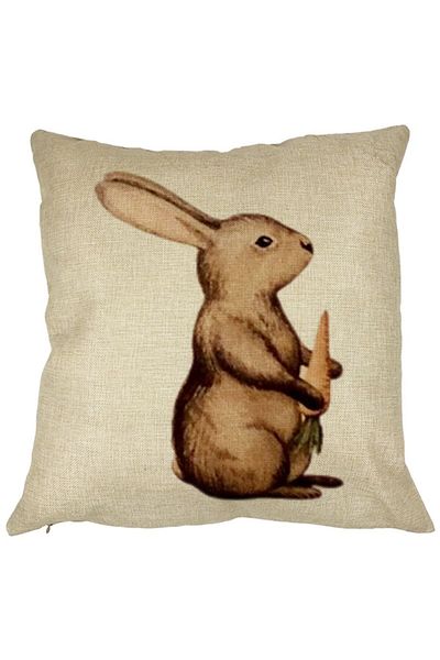 BEKZ Perna Decorativa Patrata Iepuras, 40x40 cm, Husa Detasabila, Burduf