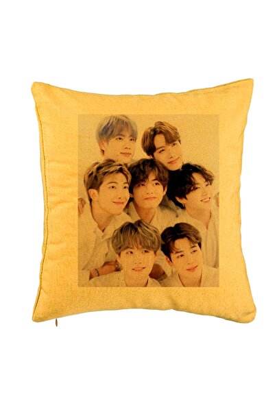 BEKZ Perna Decorativa BTS Army 10, 40x40 cm, Galben, Husa Detasabila, Burduf