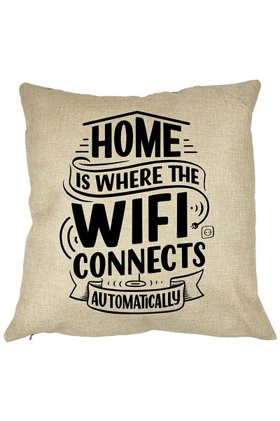 BEKZ Față de pernă, Acasă este locul unde Wi-Fi se conectează automat, 40x40 cm