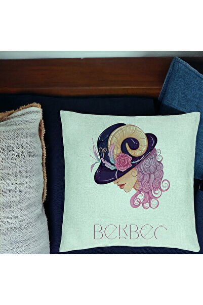 BEKZ Perna Decorativa, Model Zodia Berbec, 40x40 cm, Verde Menta, Husa Detasa...