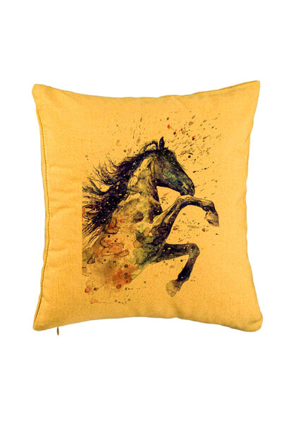 BEKZ Μαξιλαροθήκη, Πολύχρωμο Σχέδιο με Άλογο, 40x40 Εκ., Κίτρινη