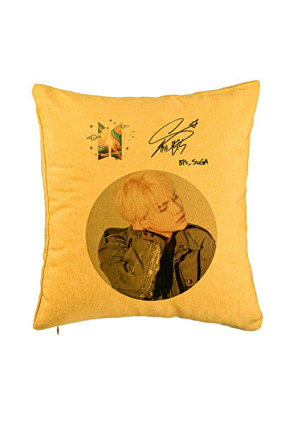 BEKZ Perna Decorativa BTS Jungkook, 40x40 cm, Galben, Husa Detasabila, Burduf