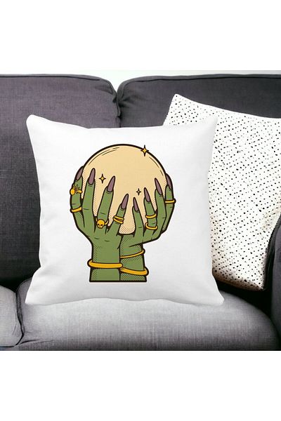 BEKZ Decorative Pillow with Halloween Motif 9, 40x40 cm, White, Matte, Removable Cover, Bellows