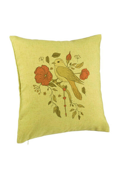 BEKZ Perna Decorativa, Model Retro Art, 40x40 cm, Verde, Husa Detasabila, Burduf