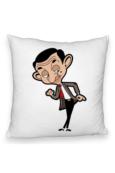 BEKZ Perna Decorativa Fluffy, Model Mr Bean, 40x40 cm, Alba, Husa Detasabila, Burduf