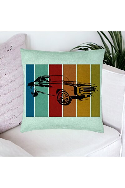 BEKZ Perna Decorativa, Model Retro Car, 40x40 cm, Verde Menta, Husa Detasabil...