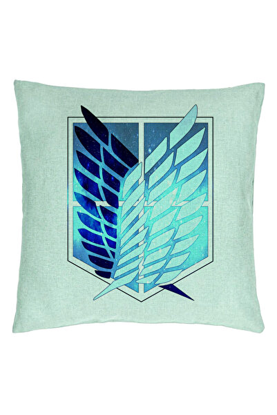 BEKZ Perna Decorativa cu Attack on Titan Symbol, 40x40 cm, Verde Menta, Husa ...