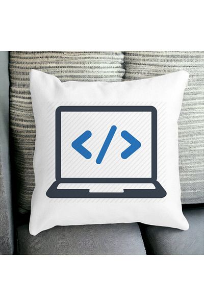 BEKZ Developer Square Decorative Pillow, 40x40 cm, White, Matte, Removable Cover, Bellows