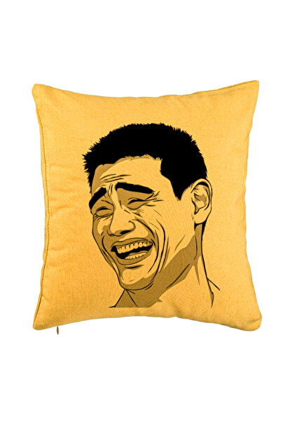 BEKZ Perna Decorativa, Model Meme, 40x40 cm, Galben, Husa Detasabila, Burduf