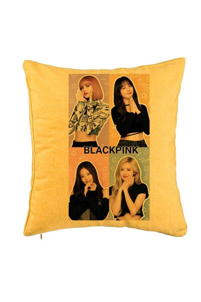 BEKZ Perna Decorativa BlackPink, Model 9, 40x40 cm, Galben, Husa Detasabila, ...