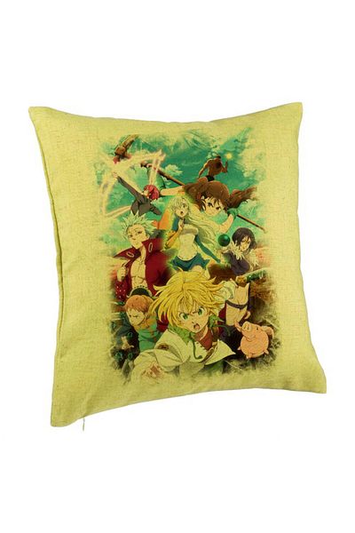 BEKZ Perna Decorativa cu Seven Deadly Sins, 40x40 cm, Verde, Husa Detasabila, Burduf