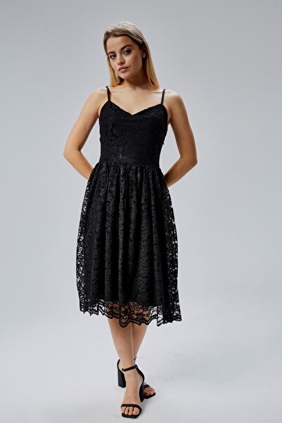 HELVEYS فستان نسائي قصير بفتحة رقبة على شكل حرف V وسحاب خلفي وحزام كتف قابل ل...