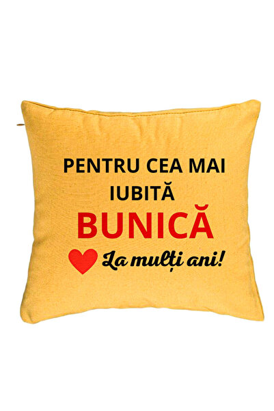 BEKZ Perna Decorativa pentru Bunica 16, 40x40 cm, Galben, Husa Detasabila, Bu...