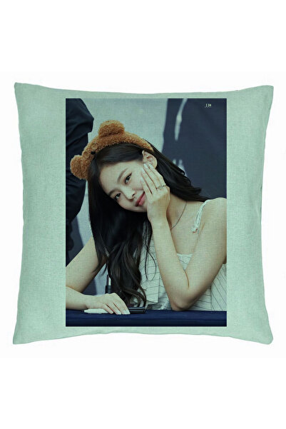 BEKZ Perna Decorativa BlackPink Jennie 3, 40×40 cm, Verde Menta, Husa Detasab...