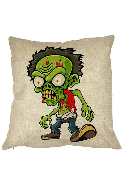 BEKZ Perna Decorativa Patrata Zombie, 40x40 cm, Husa Detasabila, Burduf