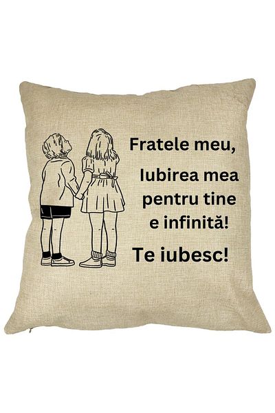 BEKZ Perna Decorativa Fratele meu 4, 40x40 cm, Husa Detasabila, Burduf