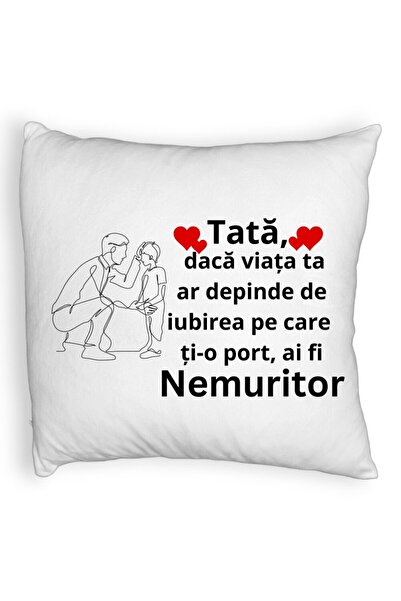 BEKZ Perna Decorativa Fluffy, Model pentru Tata 3, 40x40 cm, Alba, Husa Detas...