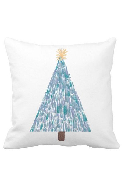 BEKZ Christmas Themed Decorative Pillow, Fir Tree, 3, 40x40 cm, White, Matte, Removable Cover, Bellows