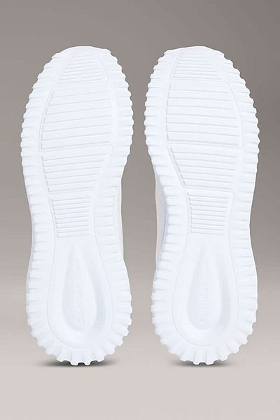 Calvin Klein Women's Eva Runner L-Up Mesh Logo Sneaker Shoes - White Powder