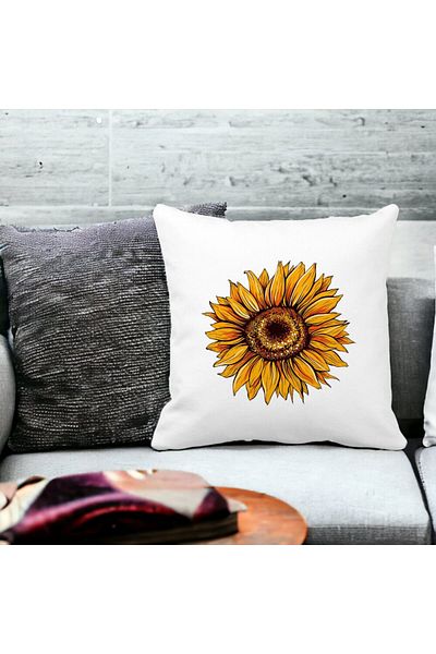 BEKZ Square Pillowcase Sun Flower, 40x40 Cm, White, Matte