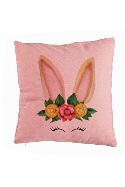 BEKZ Perna Decorativa, Model Iepuras Floral, 40x40 cm, Roz, Husa Detasabila, ...