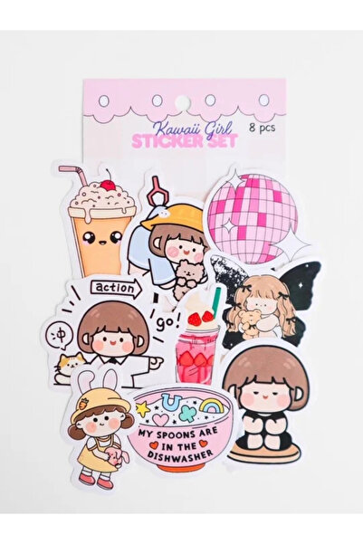 ÖZ OFİS Kawai Girl 8'li Sticker Set
