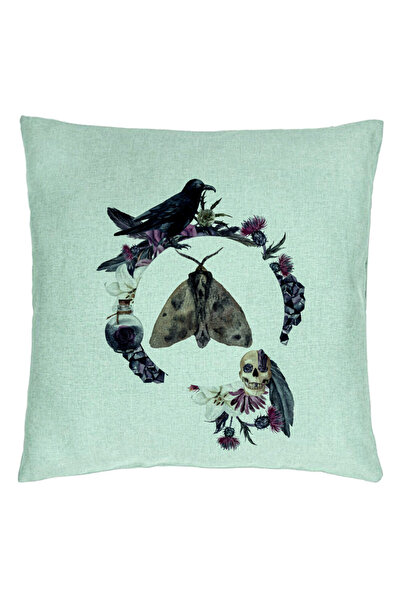 BEKZ Perna Decorativa cu motiv de Halloween 8, 40x40 cm, Verde Menta, Husa De...