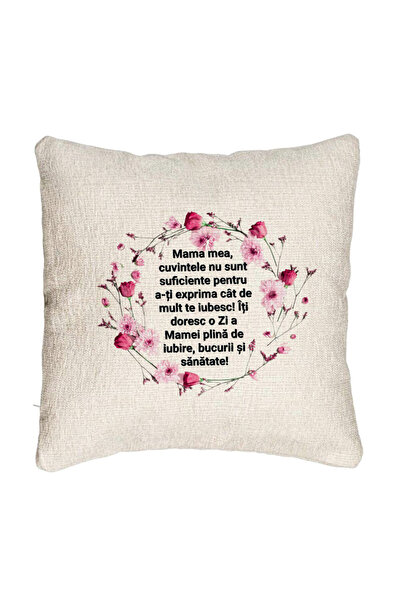 BEKZ Perna Decorativa Canapea, Model cu Model pentru Mama cu text 40x40 cm, Cu fermoar