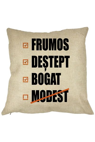 BEKZ Perna Decorativa Patrata Frumos Destept Bogad Modest, 40x40 cm, Husa Detasabila, Burduf
