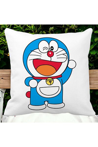 BEKZ Doraemon Kids Square Pillowcase, 40x40 Cm, White, Matte