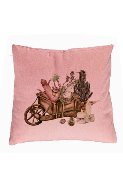 BEKZ Декоративна възглавница с коледна тематика, 18, 40x40 см, розова, с подв...