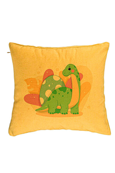 BEKZ Perna Decorativa, Model Dinozaur Galben Verde, 40x40 cm, Galben, Husa De...