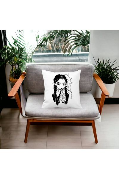 BEKZ Wednesday Addams Pillowcase 7.40x40 Cm, White, Matte