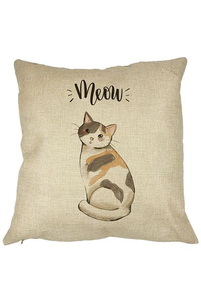 BEKZ Perna Decorativa, Miau, 40x40 cm, Husa Detasabila, Burduf