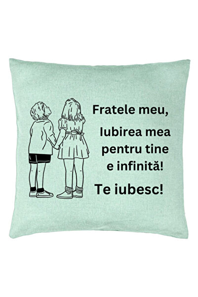 BEKZ Perna Decorativa Fratele meu 4, 40x40 cm, Verde Menta, Husa Detasabila, ...